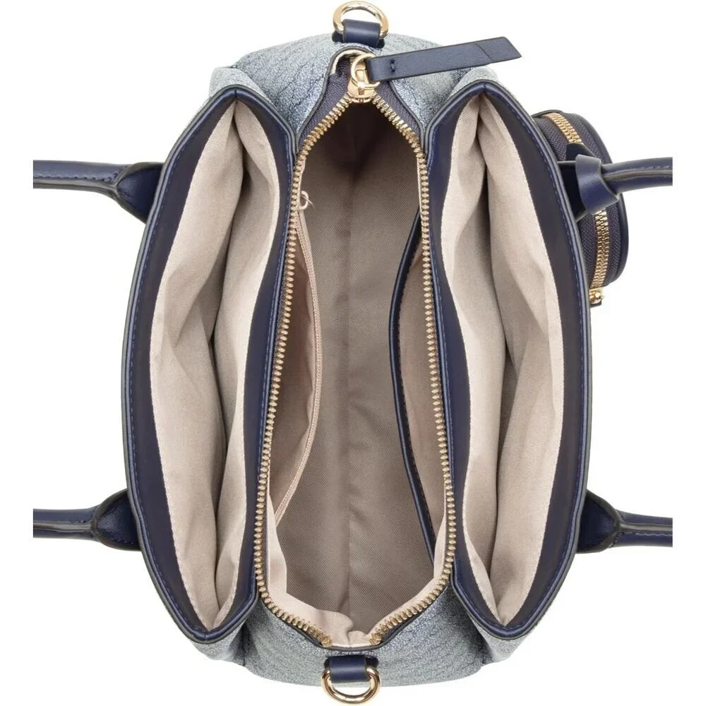 Women's Mary Satchel Cotton Blend Lining Zipper Top Organizer Purse